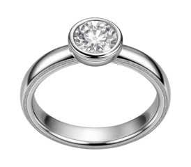 Bezel-set solitaire ring with a round brilliant-cut diamond