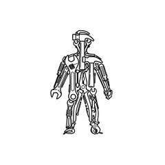 Abstract Handy Man Logo, Figure Made of Tools, Creative Logo Design