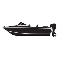 Small Motorboat Silhouette Vector Icon