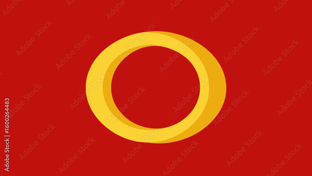 Poster golden abstract circle on red background creates a modern and minimalistic design