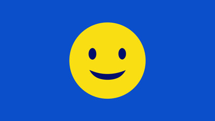 Fototapeta premium Happy smiling face graphic on a bright blue background smiling emoji concept