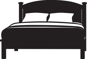 Modern Bed Silhouette in Black | Bedroom Furniture Icon Illustration Vector Format