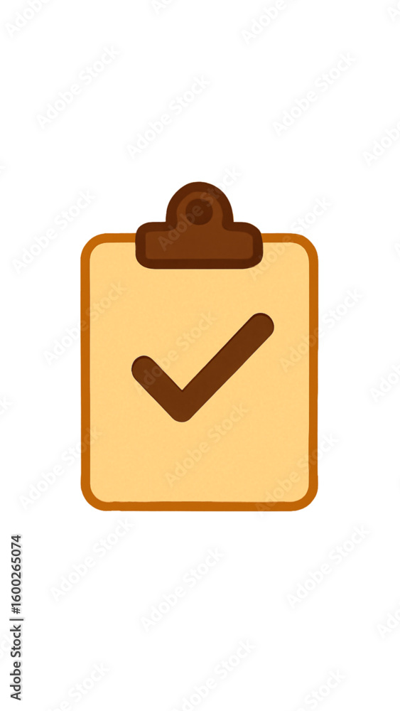 Poster clipboard with checkmark symbol in flat design style