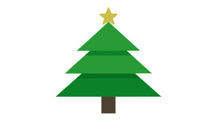 Fototapeta premium Simple green christmas tree with golden star for festive holiday decorations