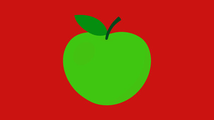Vibrant green apple illustration on a red background perfect for various design applications