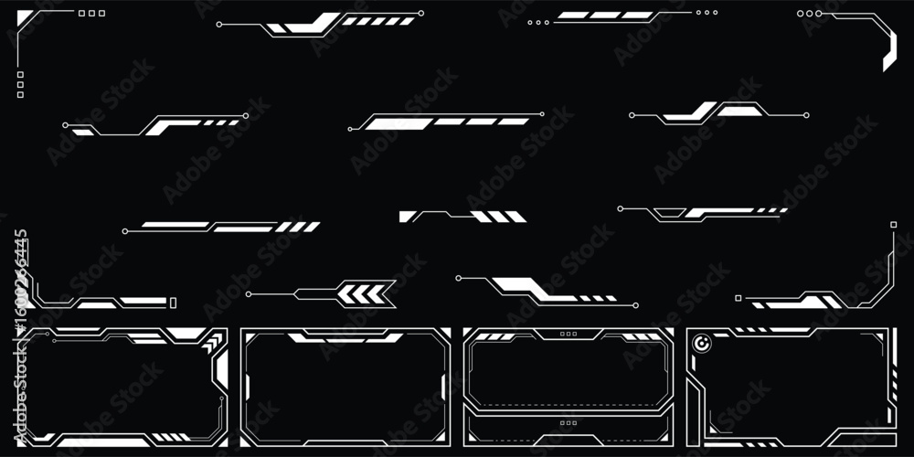 Poster sci-fi futuristic hud dashboard display virtual reality technology screen. user interface set. stati
