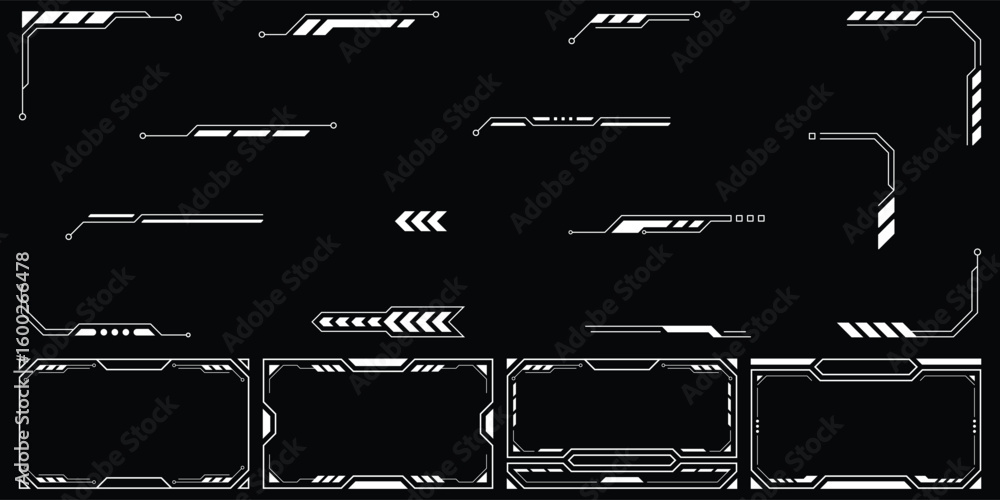 Poster sci-fi futuristic hud dashboard display virtual reality technology screen. user interface set. stati