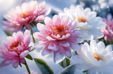 Eisblumen in pink und weiß