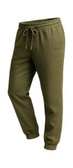 Linen-blend joggers with cuffed hems and a drawstring waistband in olive green
