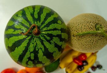 watermelon and melon isolated on white background