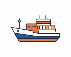 Obraz premium Minimalist Cargo Vessel Freight Ship Icon Design with Dog Illustration Element