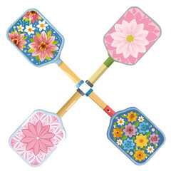 Pickleball flower pattern paddles