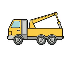 Naklejka premium Crane Truck Sketch Construction Vehicle with Crane Arm in Vector Design