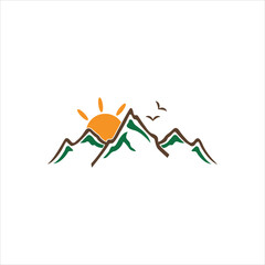 Mountain silhouette. Mountains icon vector. mountains  logo vector.