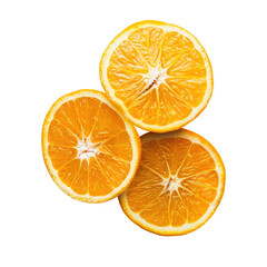 Three orange slices arranged