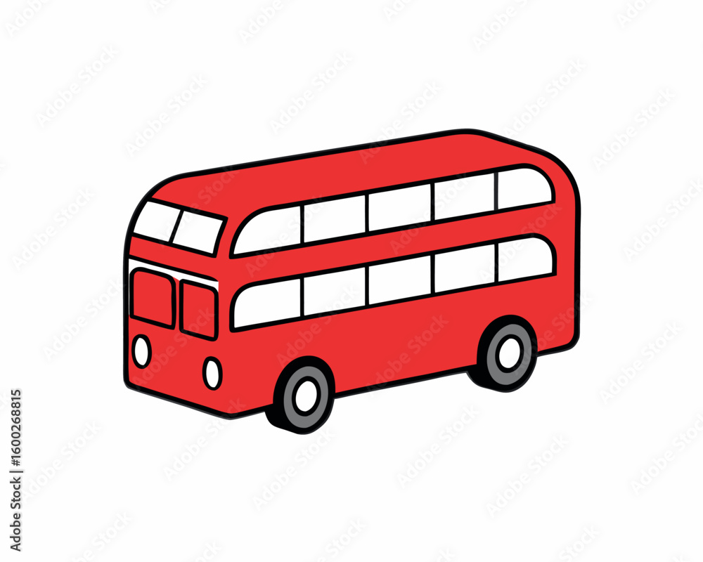 Poster minimalist double decker bus illustration simple two level bus design in cmyk colors