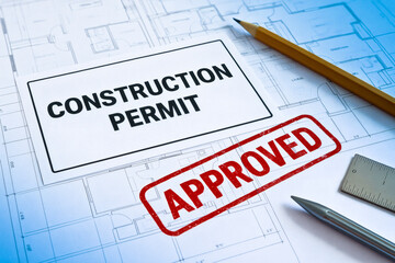 APPROVED CONSTRUCTION PERMIT CONCEPT with imaginary approved residential building project