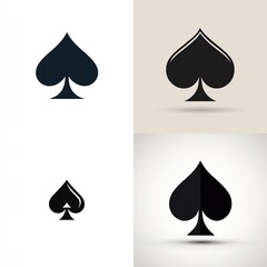 Four spade symbols displayed against varying background colors and slight shading
