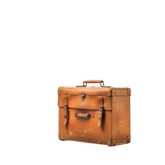 Aged, tan leather suitcase