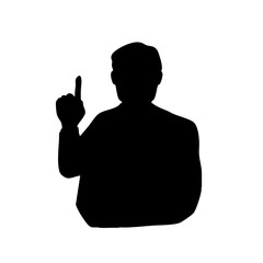 人差し指を立てて説明をするシニア男性のシルエットイラスト