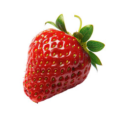 Close-up of a single, vibrant red strawberry with green leaves (10)