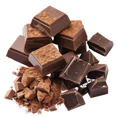 Dark chocolate pieces and cocoa powder