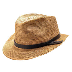 Light beige straw fedora with black band