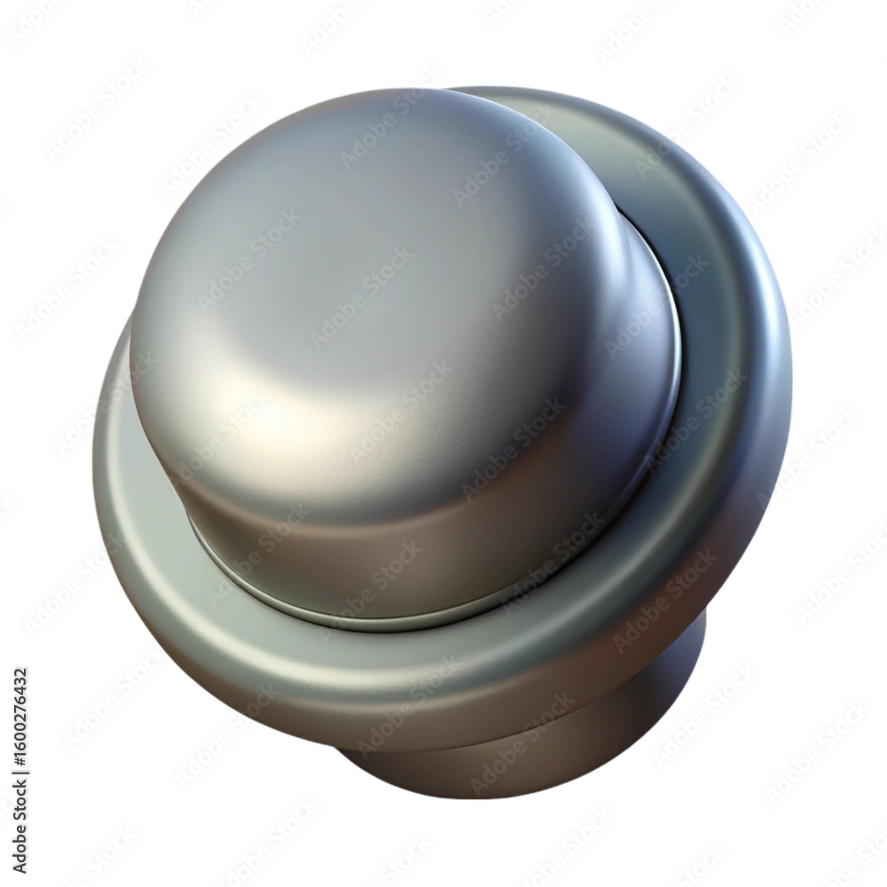Aufkleber metallic 3d rendered button with soft lighting isolated on a dark black background