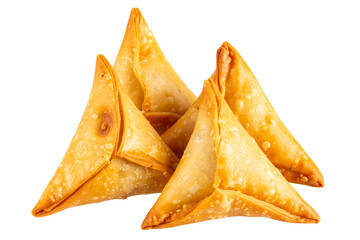 Golden Vegetable Samosas with Crisp Folds and Flaky Texture, Transparent Background