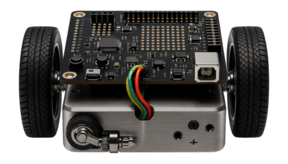 DIY robot kit with metal chassis and solderable circuit board for advanced tinkering