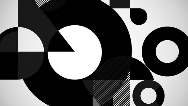 Black abstract design with geometric shapes and negative space