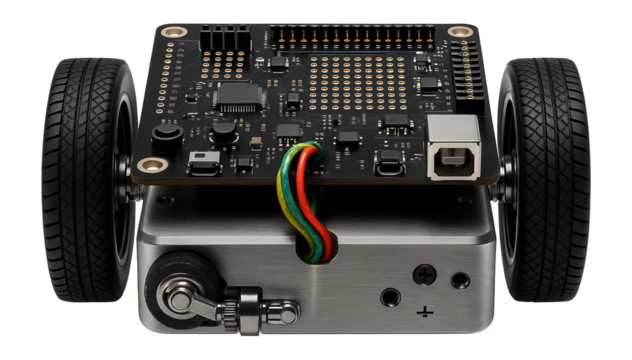 DIY robot kit with metal chassis and solderable circuit board for advanced tinkering