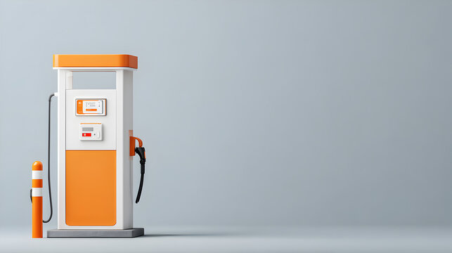 a vibrant fuel pump set against a minimalist backdrop