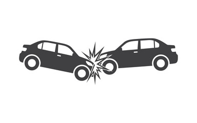 Fototapeta premium Car accident illustration for insurance, safety campaigns, and driver education programs shows the impact of a collision in a simple graphic