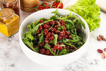 Red canned beans with arugula