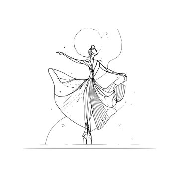 dancing ballerina line art drawing clip art preview