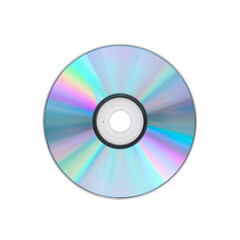Iridescent Compact Disc Floating on Transparent Space, Reflecting Light and Shadow
