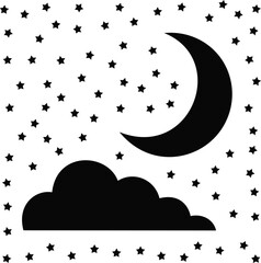 "Moon and Stars Night Sky Illustration"