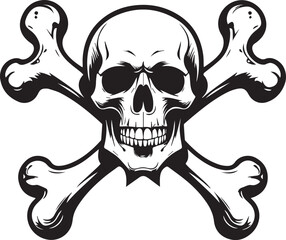 Skull and Crossbones: A stark depiction of the iconic skull and crossbones, rendered in a high-contrast, clean style, symbolizing danger, rebellion, or a cautionary warning.