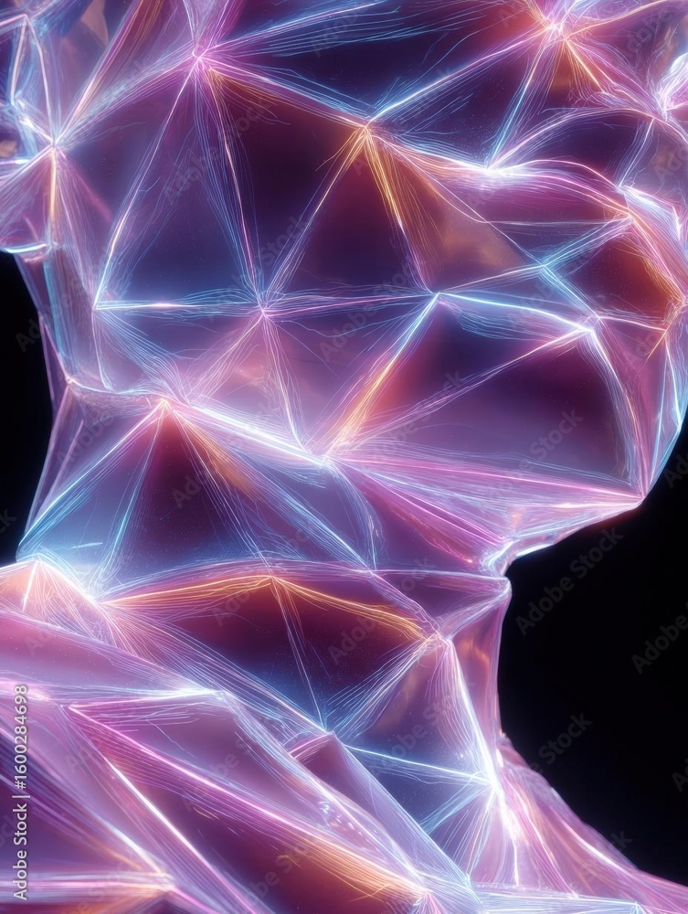 Aufkleber abstract digital art piece that appears to be made up of a series of interconnected lines and triang