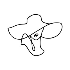 woman with wide brim hat line art