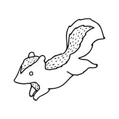 playful skunk running outline
