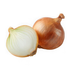 Onion and half onion isolated on transparent background