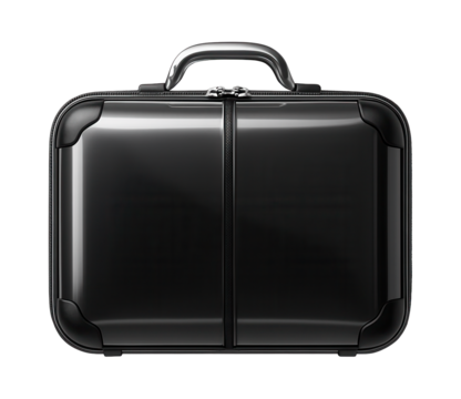 Rigid suitcase with a glossy exterior and anti-theft zippers for urban travel.