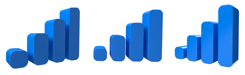 set of growth blue graph 3d render
