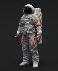 Astronaut in advanced space suit with dark visor