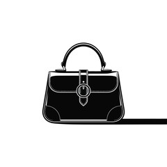 Classic black handbag with a vintage style buckle