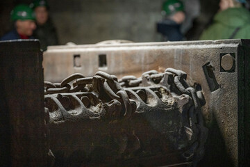 Detail of a armored face conveyor in a mine