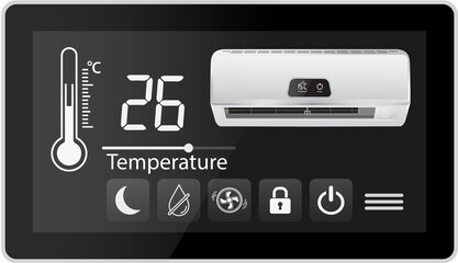 Smart AC Control Panel with Digital Temperature Display