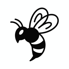 Simple black and white stylized bee illustration
